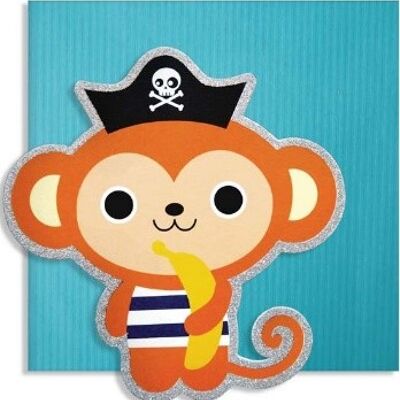 Carte mignonne de coupe de singe de pirate