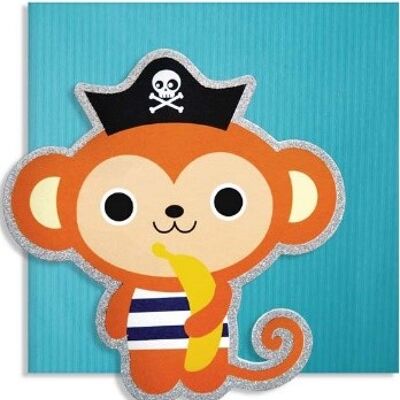 Tarjeta de corte lindo mono pirata