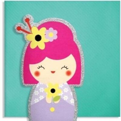 Japanese Kokeshi Doll Cute Cut Card