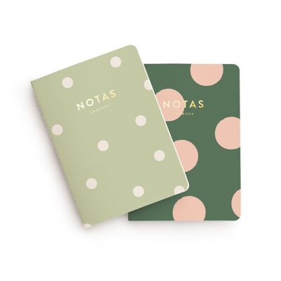 Set of 2 pocket notebooks. Matcha and forest