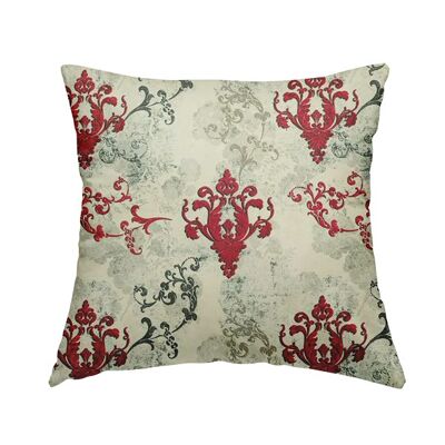 Velvet Fabric Damask Red Pattern Cushions Piped Finish Handmade To Order