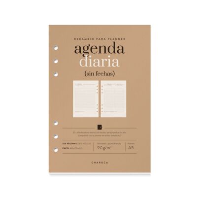 Recambio Agenda vista diaria. Sin fechas. A5