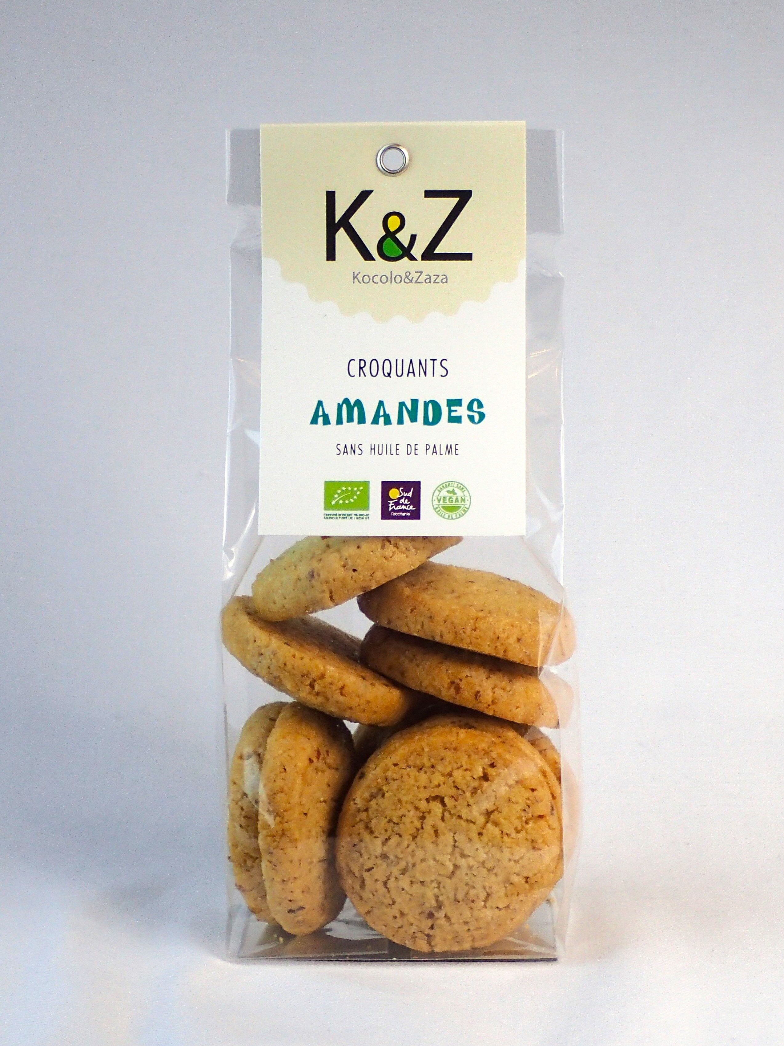 Gamma di biscotti "Les Croquants Vegans" gusto mandorla in sacchetto da 120g