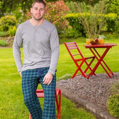 Flanell-Lounge-Hose - Grüner Tartan (LV6)