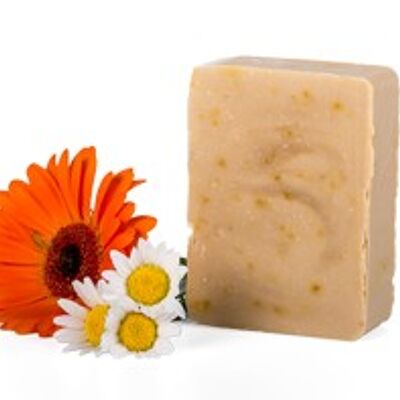 Cold surgras soap with goat's milk without essential oil - Chamomile & calendula - Fragile skin