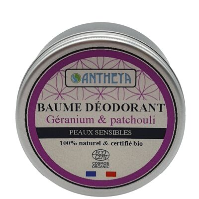 Déodorant solide au magnésium certifié Bio - Géranium & patchouli - Peaux sensibles