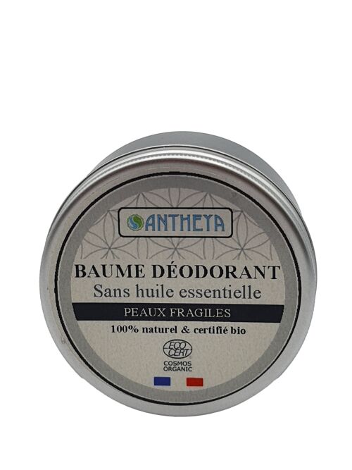 Baume déodorant solide neutre bio - Peaux fragiles - Sans bicarbonate