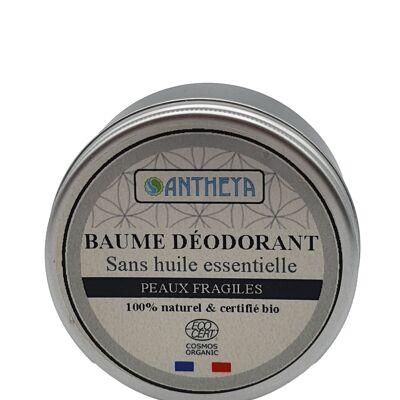 Bálsamo desodorante sólido neutro orgánico - Pieles frágiles - Sin bicarbonato