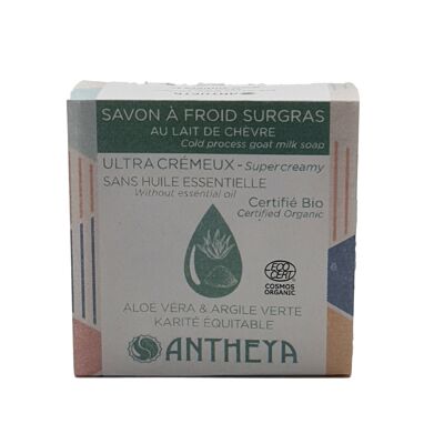 Jabón extragraso ultra cremoso proceso en frío con leche de cabra ecológica y aloe vera sin aceite esencial - Pieles frágiles