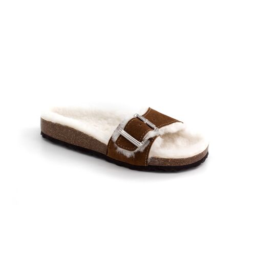 LISBON single band sandals in sheep wool