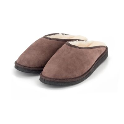 Men's coffee mules, lined with sheepskin