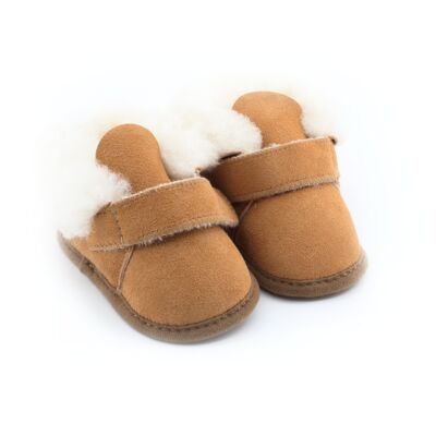 Baby's camel scratch sheepskin slippers