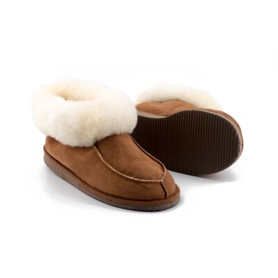 Camel sheepskin ankle boot slippers