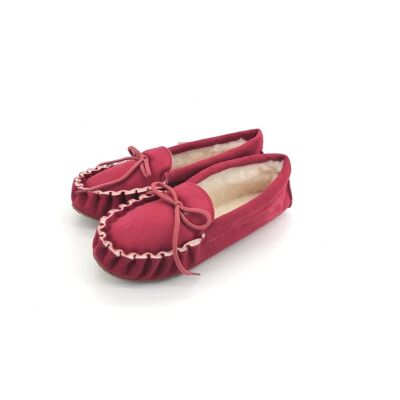 Moccasin in red shearling
