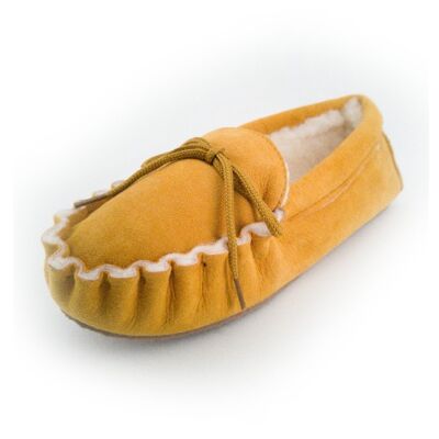 Moccasin in mustard shearling