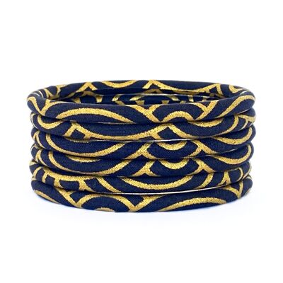 Black and gold Seigaiha Japanese bangle bracelet