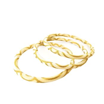 Ecru and gold Japanese Seigaiha bangle bracelet 1