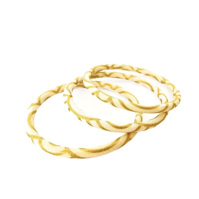 Bracciale rigido giapponese Seigaiha color écru e oro