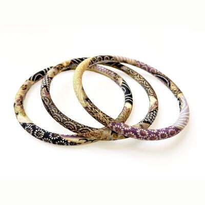 Japanese bangle bracelet Nami black/ecru