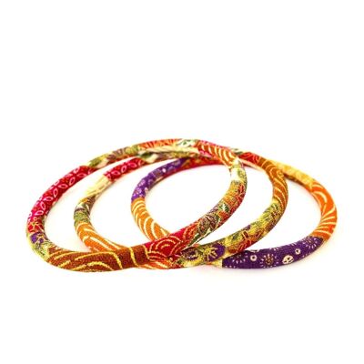 Bracelet jonc Japonais Nami rouge/orange/violet