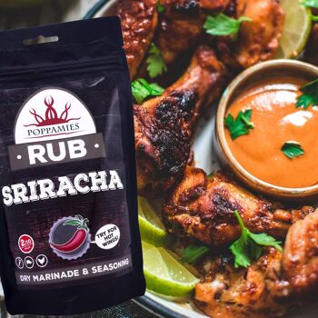 Poppamies Sriracha Rub, marinade sèche et assaisonnement parfait pour les légumes, le porc, le poulet – Idéal pour le gril, le barbecue, le four, la chaudière et la poêle – Grand paquet (200 g) 6