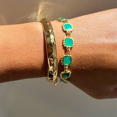 Emerald Color Beaded Bracelet and Cuff