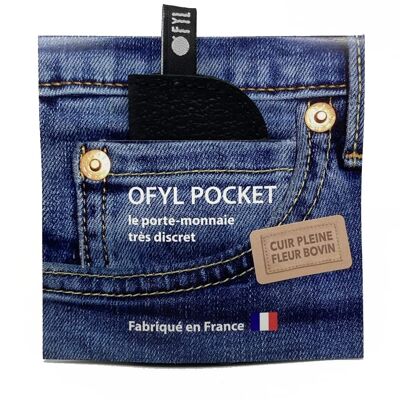 Ofyl Pocket-Geldbörse aus schwarzem genarbtem Leder