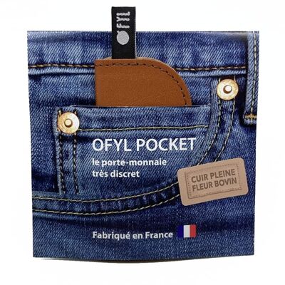 Ofyl Pocket coin purse in recycled leather Cognac