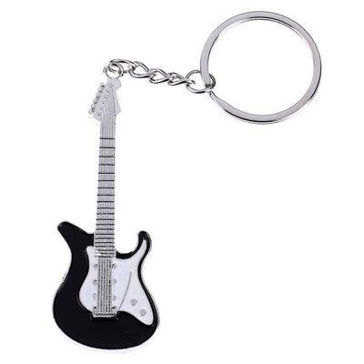 Portachiavi in metallo per chitarra nera in miniatura
