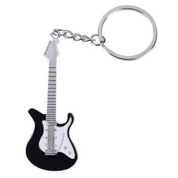Porte-clés miniature en métal pour guitare noire