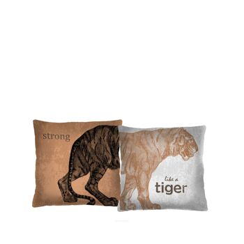 Tiger Duo Lot de 2 coussins décoratifs pour la maison Bertoni 40 x 40 cm.