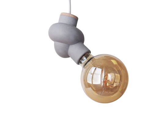 Lampe suspension en béton et bois - Noeud ampoule Edison
