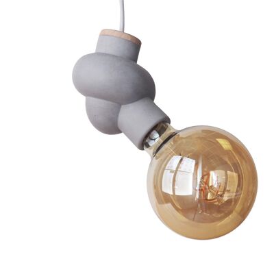Lampe suspension en béton et bois - Noeud ampoule Edison
