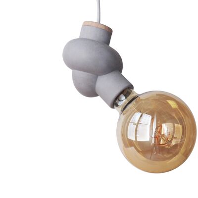 Pendant lamp in concrete and wood - Node bulb Edison
