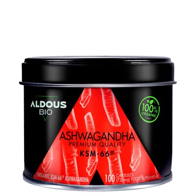 Estratto di radice di Ashwagandha KSM-66 ® Aldous biologico | 100 capsule