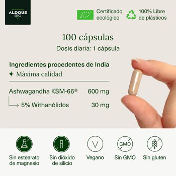 Extrait de Racine d'Ashwagandha KSM-66 ® Aldous Bio | 100 Gélules 3