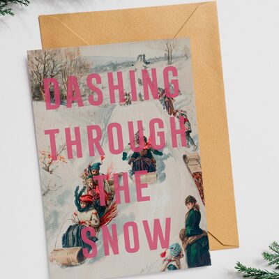 Dashing attraverso la neve - Cartolina di Natale