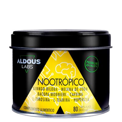 Nootropic Ginkgo Biloba Lion's Mane Caffeine Bacopa Tyrosine Theanine Huperzine A Aldous Labs | 80 Capsules