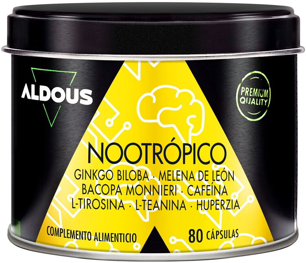Nootropikum Ginkgo Biloba Löwenmähne Koffein Bacopa Tyrosin Theanin Huperzin A Aldous | 80 Kapseln