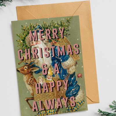 Frohe Weihnachten und immer glücklich - Weihnachtskarte