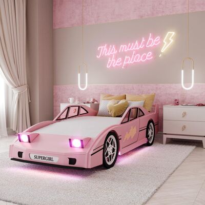 The Dragons RC79 - Single Racing Car Bed in Pink - Standard Mattress