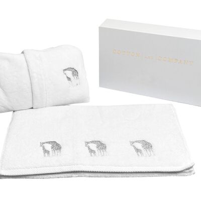 Towel & Bathrobe Hamper - Grey Giraffe - 1-2 years