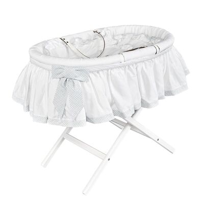 Dragons Moses Basket with a Classic Skirt (stand sold separately) - Moses Basket with Hood - Chic Grey Gingham