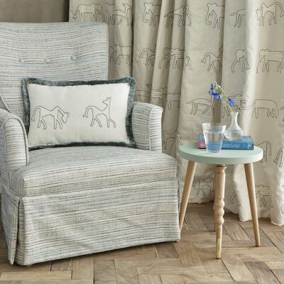 Ascot Chair - Blue Gingham - Without Skirt showing Queen Anne Feet - Yes to matching footstool in Gingham/Plain fabric