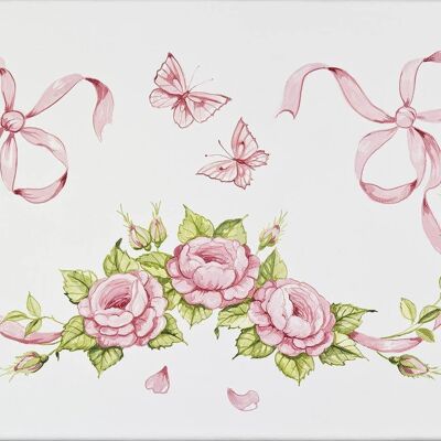 Original Watercolours Canvas - Roses & Ribbons - Small (30x30cm)