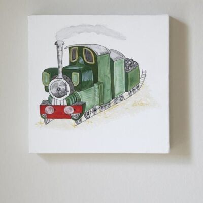 Original Watercolours Canvas - Vintage Transport - Train - Small (30x30cm)