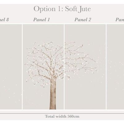 Blossom Tree & Falling Petals Wallpaper - Soft Jute - Option 1 - Set A