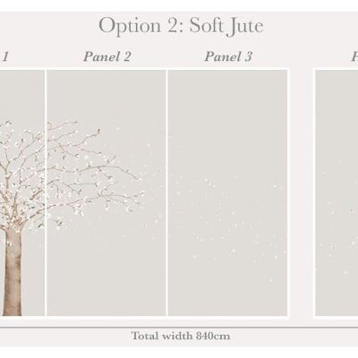 Blossom Tree & Falling Petals Wallpaper - Soft Jute - Option 2 - Set B