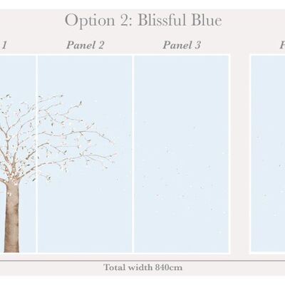 Blossom Tree & Falling Petals Wallpaper - Blissful Blue - Option 3 - Set B & C