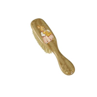 Baby Hairbrush - Barbara's Bunny in Pink Dress with Teddy - Dragons Pink Initial
